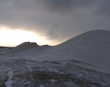 Presque ice dunes at Barracks Beach