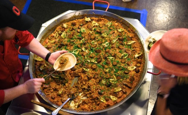 Delicious vegan paella at the event.